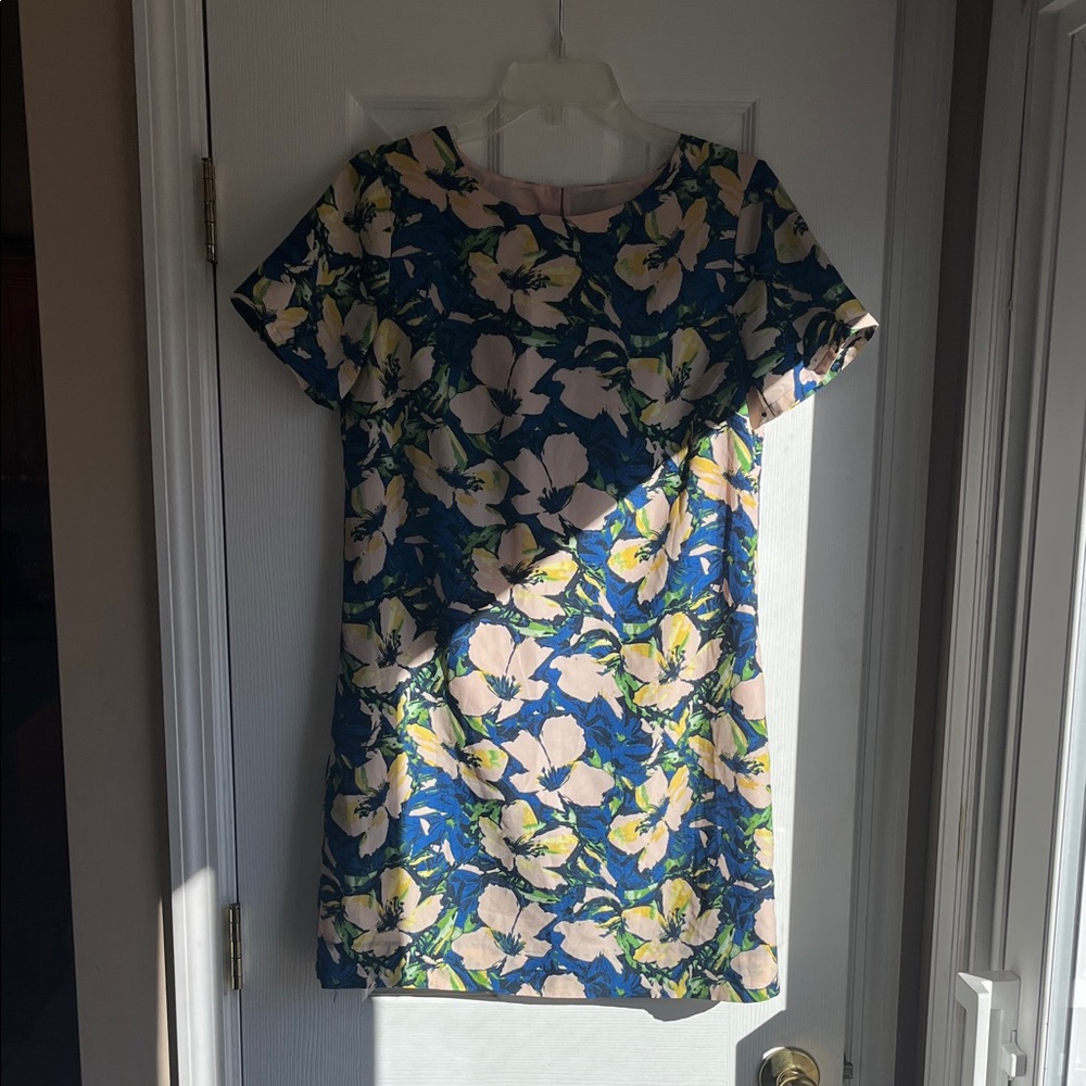 J. Crew Floral Mini Dress in Blue and Cream